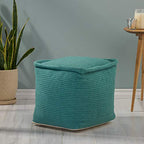Foamma Pouf Ottoman Teal, 16"x16"x16" - Square Ottoman Foot Rest for Living Room and Bedroom, Pouf Footstool with Handcrafted Cotton, Foot Rest for Couch, Boho Furniture for Home - color: Teal