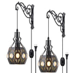 YLONG-ZS 2PK Crystal Plug in Wall Sconce Hanging Lamp Shelf Dimmable Wall Sconces Adjustable Wall Lights with Wall Sconces Wall Mount Plug in Lamps for Bedroom Living Room - color: YLW13black