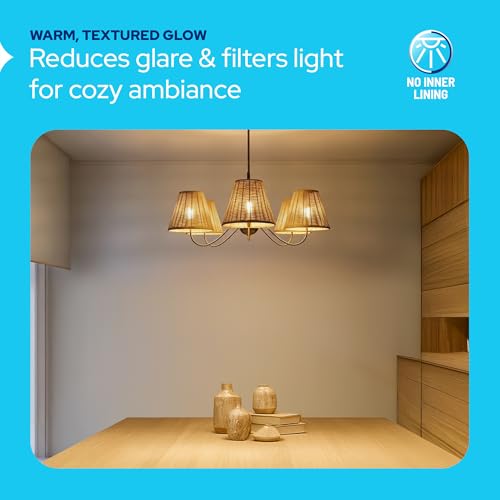 KASTLITE Woven Rattan Chandelier Lamp Shades - Empire Clip On Ceiling Light Cover - Boho Lampshades for Small Table & Sconce Fixtures - 3" Top x 6" Bottom x 5.25" Slant, Natural Brown Wicker, Set of 6