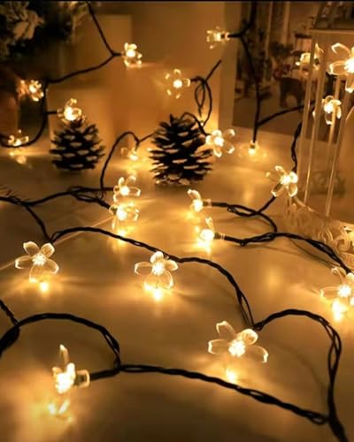 USB Plug in 33ft 100 LED Fairy Flower Lights Strin Indoor Outdoor Decor | Warm White Decorative Floral Lamp Indoor Outdoor Decorations For Bedroom, Christmas, Valientine'S Day, Easter Or Birthday - color: 33ft Warm White Flower Lights