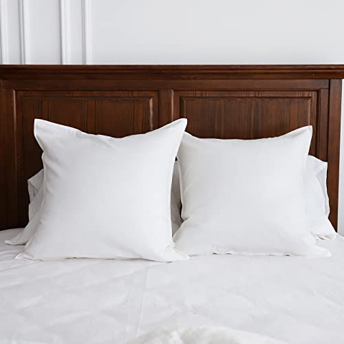 Simple&Opulence Linen Euro Shams Basic Style Solid Color 24x24 Inch Pack of 2 Flax Cotton Blend Decor Throw Pillow Covers Soft Breathable Farmhouse Pillow Shams - White - color: White, size: 24"×24"