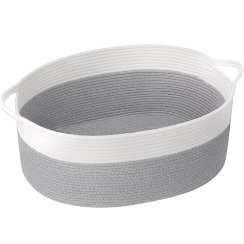 Goodpick Rope Baskets for Gifts Empty, Baby Gift Basket for Nursery Bathroom, Large Dog Toy Basket with Handles, Woven Baskets for Toy Storage, 19.7" X 11" X 7.9", Gray - color: Gray, size: 19.7x11x7.9 Inch (Pack of 1)