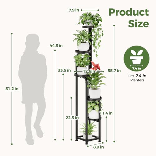 Bamworld Tall Plant Stand Indoor Outdoor, Corner Metal Flower Pot Stands for Multiple Plants, 5 Tier Heavy Duty Plant Shelf for Patio Garden Balcony Living Room Bedroom - color: Matte Black, style: Spiral 5Tier