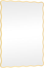 Gold Wavy Bathroom Mirror 28" x 40" Rectangle Scalloped Mirror for Wall Decor, Bathroom Vanity, Bedroom, Living Room, Entryway