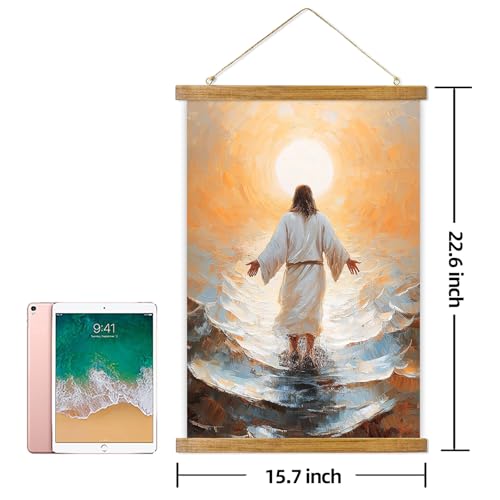 ABoby Jesus Walking on Water Poster, Christian Wall Art Framed, Bible Story Wall Decor Painting for Room Decor - color: Jesus Walking on Water