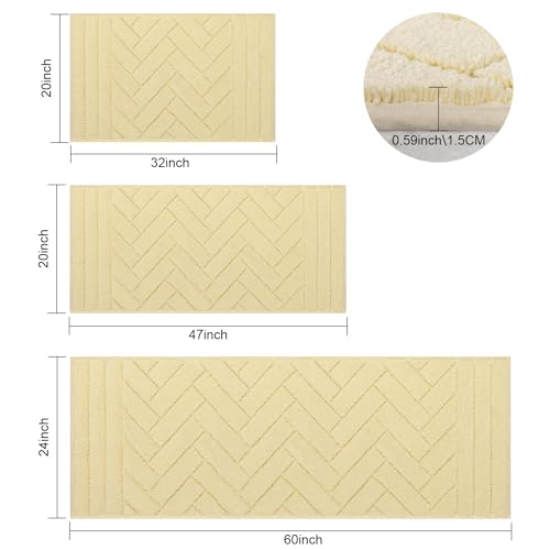 hicorfe Indoor Doormat,Front Back Door Mat Rubber Backing Non Slip Door Mats 20"x48" Absorbent Resist Dirt Entrance Doormat Inside Floor Mats for Entryway Washable Low-Profile(Cream Yellow) - color: Cream Yellow, size: 48" x 20" (Rectangular)