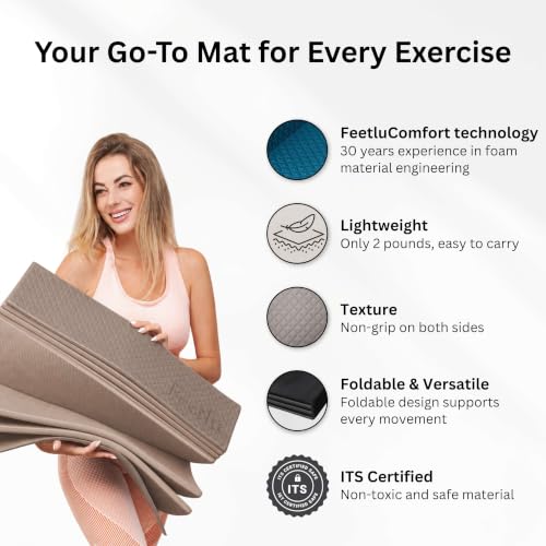 Foldable Yoga Exercise Mat, 6mm/8mm/10mm/12mm Thickness, 72 x 24 Inch - Lightweight, Anti-Slip, and Easy to Store for Yoga, Pilates, Home Workouts, and Floor Exercises - color: Coffee, size: 24" x 72" x 1/4"