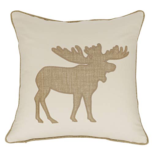 Embroidered Throw Pillow Covers Moose Pattren 18x18 Inches for Living Room Cotton Cushions Covers (Khaki) - color: Moose-khaki