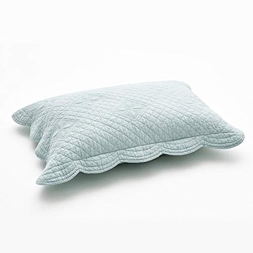Sage Garden Luxury Pure Cotton Quilted Standard Pillow Sham 20" x 26" By Calla Angel, Light Aqua, Standard - color: Light Aqua, size: Standard