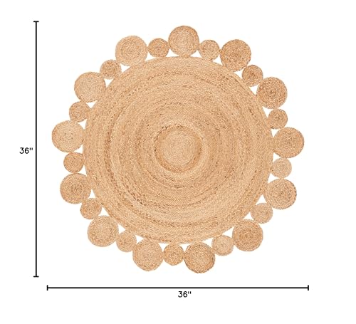 SAFAVIEH Natural Fiber Collection Area Rug - 3' Round, Natural, Handmade Boho Country Charm Jute, Ideal for High Traffic Areas in Living Room, Bedroom (NFB307A) - size: 3' (Round)