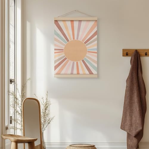 ZNGFON Boho Sun Poster Hanger Frame, Bohemian Sunshine Canvas Wall Art Posters with Wooden Frames, Abstract Minimalist Wall Hanging Room Door Decor Decorations for Bedroom Living Room, 12x16 Inch - color: Decor 01