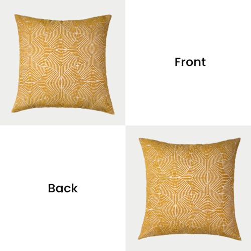 AELS Boho Decorative Textured Throw Pillow Covers 26x26, Organic Modern Mid Century Rainbow Tufted Pillow Case, Farmhouse Rustic Geometric Woven Cushion Case for Bed Couch Sofa, Mustard Yellow - color: Mustard Yellow, size: 26" x 26" (Pack of 2)