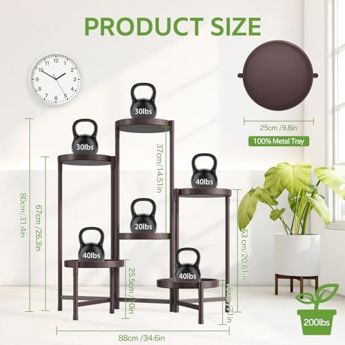 iDavosic.ly 6 Tier Large Plant Stand Indoor, 10 Inch Wide Tall Corner Metal Plant Stands Outdoor for Multiple Plants, Folding Tiered Flower Display Holder Rack Shelf, Violet Bronze - color: Violet Bronze, size: 6 Tiers