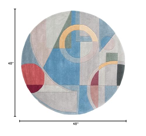 SAFAVIEH Rodeo Drive Collection Area Rug - 4' Round, Blue & Multi, Handmade Mid-Century Modern Abstract Wool, Ideal for High Traffic Areas in Living Room, Bedroom (RD845B) - color: Blue/Multi, size: 4' (Round)
