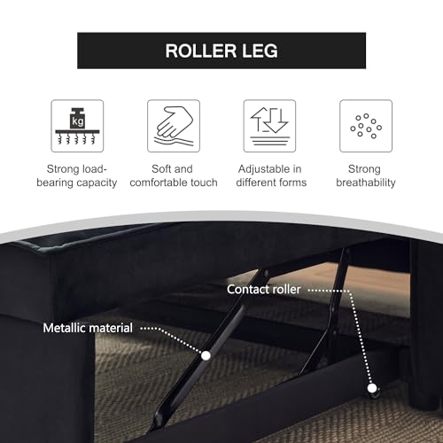 Futon Sofa Bed,Modern 3 in 1 Convertible Sleeper Sofa, Pull Out Couch Bed with Adjustable Backrest, Storage Pockets and Toss Pillows for Living Room, Bedroom (Black) - color: Black