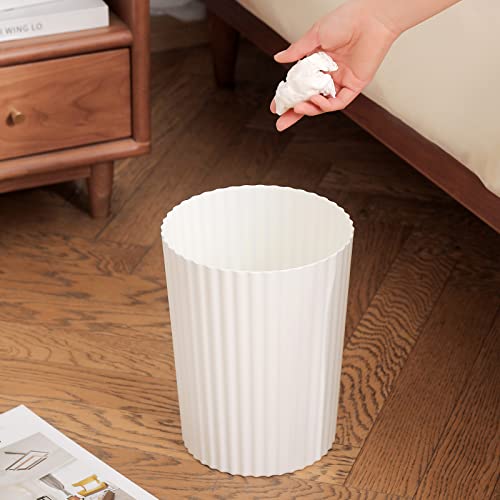 JiatuA Small Trash Can Plastic Wastebasket Round Garbage Container Bin for Bathroom, Kitchen, Bedroom, Home Office, College Dorm, White - color: White, size: 1.8 Gallons