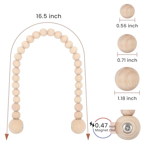 KLOGTSIND Magnetic Curtain Tiebacks, Curtain Tie Backs for Curtains 2 Pack, Wood Bead Curtain Tiebacks, Curtain Holders for Boho Bedroom Decor, Baby Nursery Decor, Farmhouse Décor - color: Beechwood