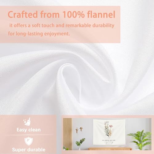 AQYIP Floral Christian Tapestry Wall Hanging, His Mercies Are New Every Morning Floral Tapestry Decorative, Bible Verse Wall Blanket Decor for Home Living Room Bedroom, 50x60 Inch - color: christian floral