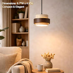 Natural Travertine Pendant Light, Modern Wabi-Sabi Hanging Lamp with Wood Accent, Minimalist Stone Ceiling Light Fixture for Kitchen Island, Dining Room, Cafe, Warm White LED Compatible