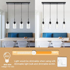 Black Pendant Light Fixtures with Clear Glass, 4-Lights Adjustable Height Hanging Ceiling Lights, Kitchen Island Lighting for Living Room Office Bar Farmhouse - color: Black, size: 4-Light