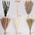 Pampas Grass Decor, Dried Flower Bouquet with Bunny Tail Grass, Pampas Grass & Eucalyptus, Boho Centerpieces for Tables & Floors - Dried Floral Arrangement, Fall Grass & Stylish Olive Green Wall Décor