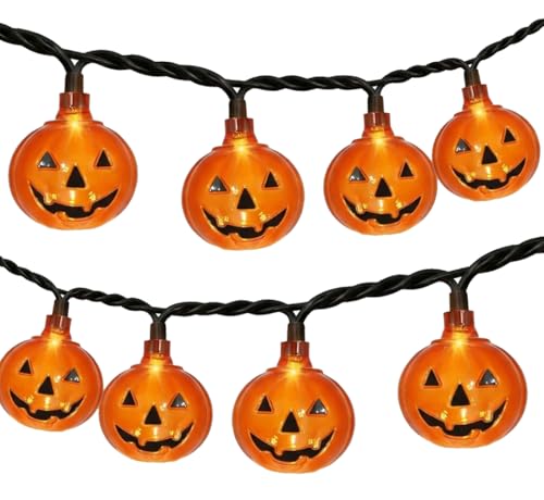 8.5Ft LED Halloween Lights Pumpkin String Lights with 10 Smiling Jack O Lantern Pumpkin Lights, Clear Orange Jack O Lantern for Home Party Yard Porch Indoor Outdoor Decor Halloween Decorations - color: Clear Pumpkin