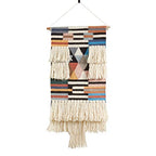 SARO LIFESTYLE Bohem Collection Textured Woven Wall Hanging with Fringe Design, 18" x 40", Multi