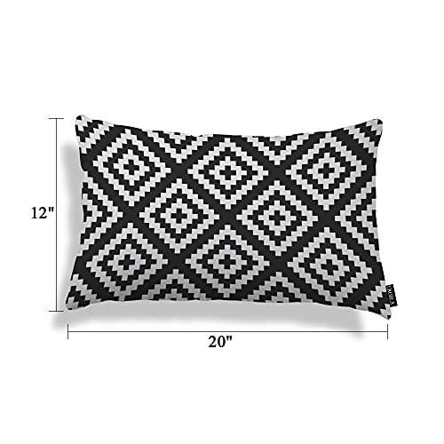 EKOBLA Black and White Accent Throw Pillow Covers Repeating Pattern Geometric Jagged Wave Oblong Rectangle Throw Pillow Cases for Sofa Bed Couch Cotton Linen 12x20 Inches - color: Multi-bs23, size: 20" x 12" (Pack of 1)