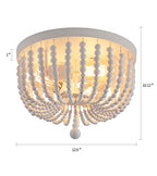 Q&S White Boho Beaded Chandeliers Flush Mount Ceiling Light,3-Lights Small Chandelier Light Fixture for Bedroom,Kitchen,Dining Room,Living Room,Stairway Gazebo - color: Ceiling-3WH