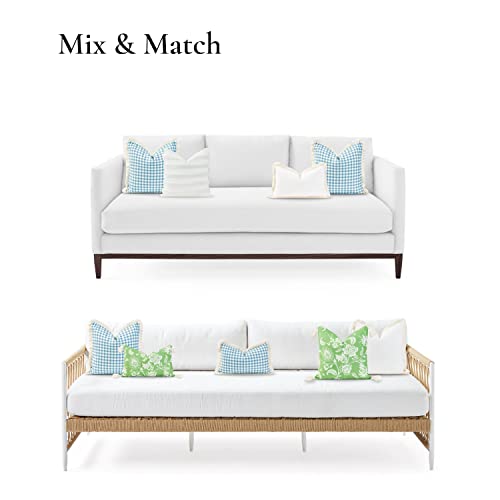 Hofdeco Premium Coastal Hampton Style Patio Indoor Outdoor Pillow Cover Only, 20"x20" Water Resistant for Backyard, Couch, Baby Blue Gingham Fringe - color: Baby Blue Plaid 20"x20", size: 20" x 20" (Pack of 1)