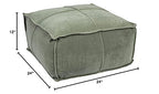 Creative Co-Op Square Cotton Velvet Pouf with Piped Detail, Sage Green - color: Wing Teal