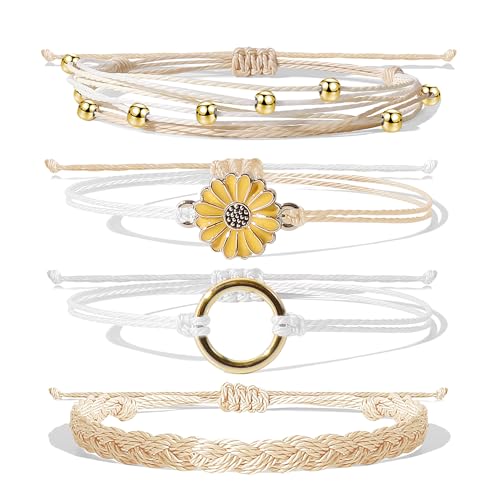 choice of all String Bracelets for Women Boho Wave Surfer Beach Wear Cute Bracelets Set Summer Friendship Jewelry Accessories Beach Stuff - color: A1:4 pcs brown white surfer bracelets