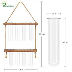 Hyindoor Wall Hanging Planter Terrarium 2 Tired Test Tube Vase Glass Planter Plant Propagation Station Plant Hangers of Rope with Wooden Stand and 8 Tubes for Hydroponic Plant Cutting - size: Small-8 Tubes