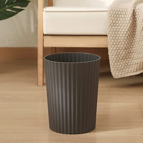 JiatuA Small Trash Can Plastic Wastebasket Round Garbage Container Bin for Bathroom, Kitchen, Bedroom, Home Office, College Dorm, Dark Grey - color: Dark Grey, size: 1.8 Gallons