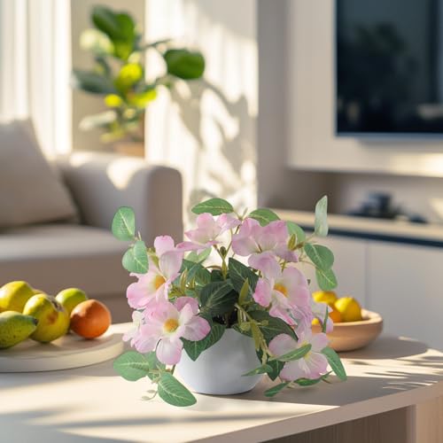 Artificial Flower Hanging Fake Daisy Plants Plastic Vase for Wedding Office Porch Balcony Home Decor Table Centerpieces - Pink - color: Pink