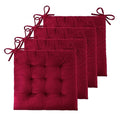 ELFJOY 4 Pack Chair Cushions for Dining Chairs Chair Pads Cushion for Kitchen Office Tufted Square Seat Cushion with Ties (16" Burgundy Velvet) - color: Burgundy Velvet