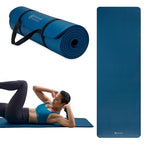 Gaiam Yoga Mat, Pilates & Exercise Mat, Thick Mat 2/5" (10mm) Workout Mat with Easy-Cinch Carrying Strap for Home & Gym Workouts - color: Navy