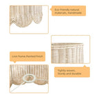 13" Plug in Scalloped Pendant Light, Rattan Hanging Lights with Plug in Cord 15FT Hemp Rope Cord, Dimmable Switch – Indoor Hanging Lamps for Boho Living Room Bedroom (Bulb Included)