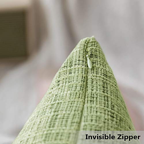 Home Brilliant Pillow Covers 18x18 Accent Throw Pillow Covers Striped Chenille Velvet Cushion Cover for Couch Decor, 2 Pack, 18x18 inch (45cm), Apple Green - color: Apple Green, size: 18" x 18" (Pack of 2)