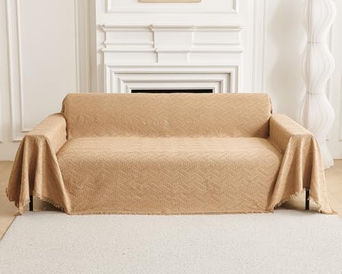 AIVIA Loveseat Cover Sheet Blanket, Woven Reversible Anti Slip Cushion Covers for 2 Seater Couches with Armrest, Love-Seat Furniture Decor Slipcovers Protector for Dogs Cats Pets (Khaki, 71” x 102”) - color: Khaki, size: 71” x 102”