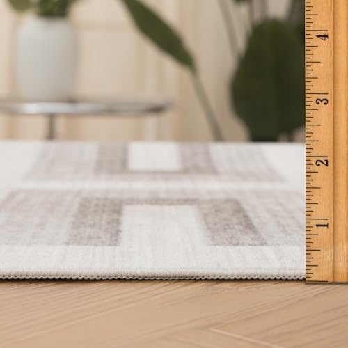 ReaLife Rugs Machine Washable Area Rug Runner - Living Room Bedroom Bathroom Kitchen Entryway Office - Non-Slip Baking Low Pile Stain Resistant Premium - Modern Geometric - Remi - Beige 2'6" x 6' - color: Remi - Beige, size: 2'6" x 6' (Rectangular)