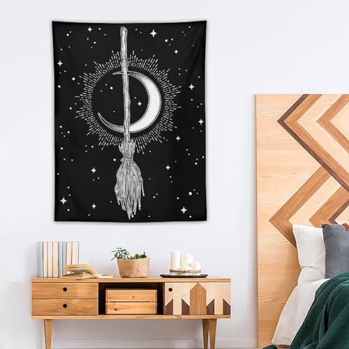 DDCBNS Moon Tapestry,Witchy Starry Night Tapestry Bohemian Style Black and White Tapestry Wall Hanging Home Décor for Girls Bedroom Living Room Dorm Wall Décor W30 x 40" H - color: Bohemian Style_01, size: 40"L x 30"W
