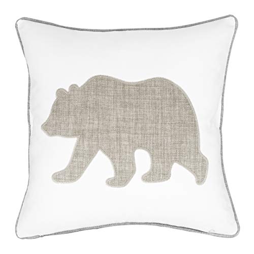 Animal Cotton Throw Pillow Covers Bear Pattren Embroidered 18x18 Inches for Couch Cushions Covers (White) … … - color: Bear-white