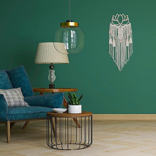 FREEBLOSS 2 Set DIY Macrame Lotus Wall Hanging Kit Macrame Tapestry Wall Hanging with Macrame Frame Lotus Wall Hanging Decor for Living Room Macrame Kit for Beginner with Instruction