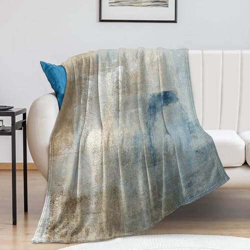 Abstract Gradient Blanket, Modern Fashion Art Blue Grey Brown Painting Strokes Pattern Soft Warm Cozy Plush Flannel Covers for Livingroom Bedroom Couch Chair Camping Travel Home Decor Tapestry 30x40in - color: Abstract-17, size: 30W" x 40L"