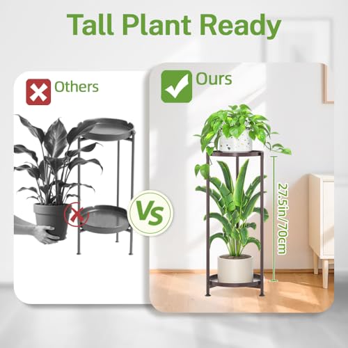 iDavosic.ly 2 Tier Corner Plant Stand Indoor, Tall Vertical Metal Flower Heavy Duty Pot Holder Shelf Outdoor for Patio Porch Living Room, Bronze - Round - color: Violet Bronze, size: 2 Tiers