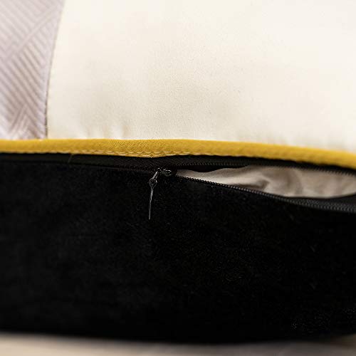 Avigers 12 x 20 Inches Black White Gold Leather Striped Patchwork Velvet Cushion Case Luxury Modern Throw Pillow Cover Decorative Pillow for Couch Living Room Bedroom Car - color: Black, size: 20" x 12" (Pack of 1)