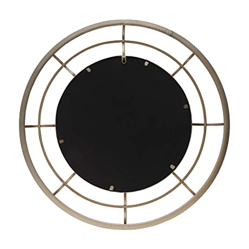 PARISLOFT 28" Geometric Metal Round Wall Mirror,Sunburst Mirror Wall Decor for Living Room,Antique Bronze