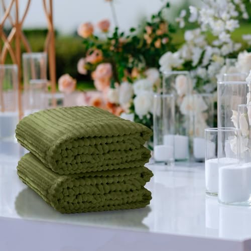 Buryeah 12 Pcs Flannel Throw Blanket Bulk 50 x 60 in Sleepover Blanket Outdoor Wedding Throw Lightweight, Oeko-tex Standard 100 Certified for Sofa Homeless Gifts (Army Green) - color: Army Green
