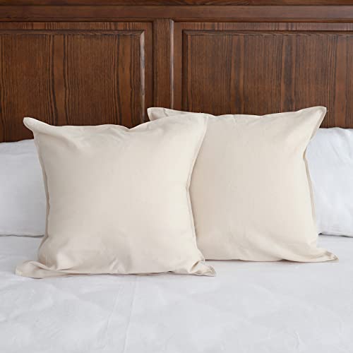 Simple&Opulence Linen Throw Pillow Covers 18x18 Inch Set of 2 Flax Cotton Blend Solid Color Decorative Square Cushion Cover for Couch Sofa Office Soft Breathable Farmhouse - Linen/Beige - color: Linen/Beige, size: 18”×18“
